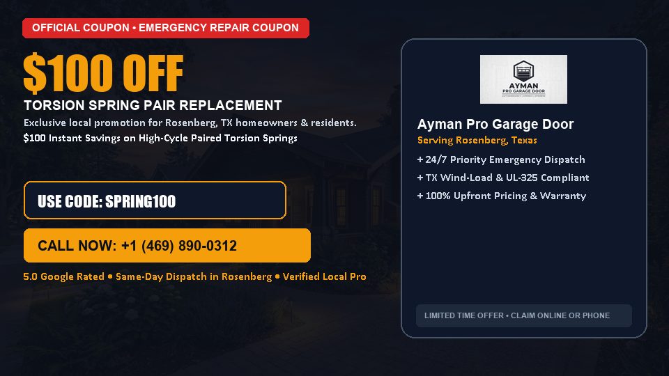 Ayman Pro Garage Door $100 OFF Dual Torsion Spring Replacement